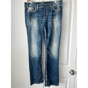 Silver Jeans Tuesday Mid Baby Bootcut Acid Wash Sz16/33L
